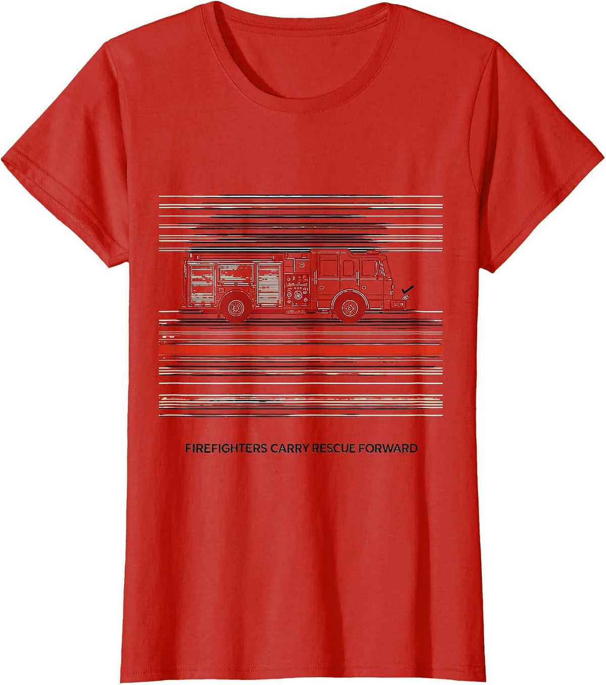 Firefighters Carry Rescue Forward Patriotic Tribute First T-Shirt - Red