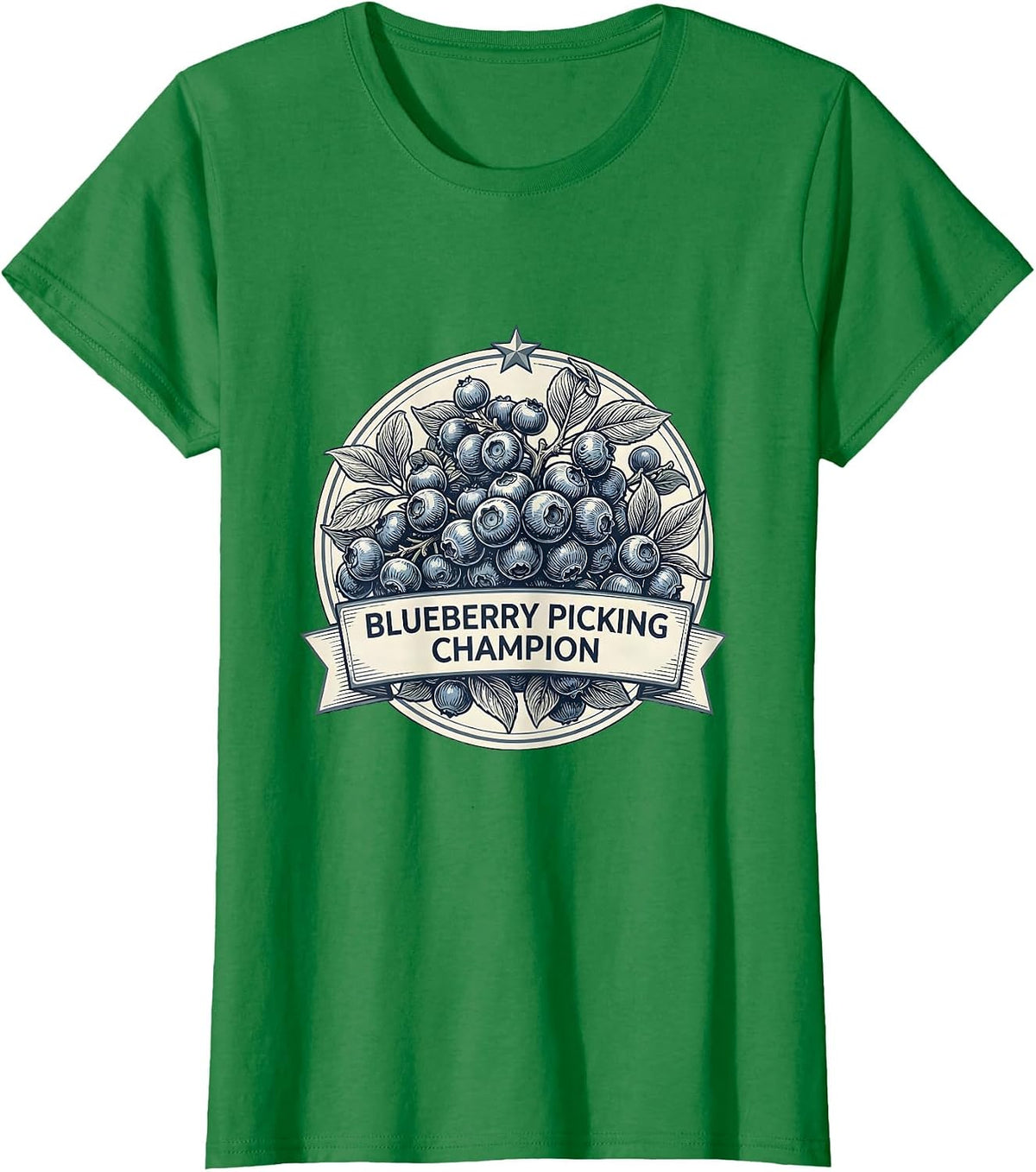 Blueberry Picking Champion Red White and Blueberry T-Shirt - Kelly Green
