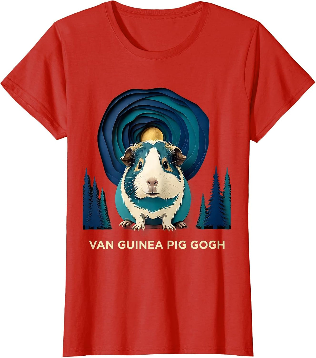 Van Guinea Pig Gogh Whimsical Art Meme Animal Lover Gift T-Shirt - Red
