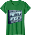 Women's All-American All Day Long Red White and Blue Design T-Shirt - Kelly Green