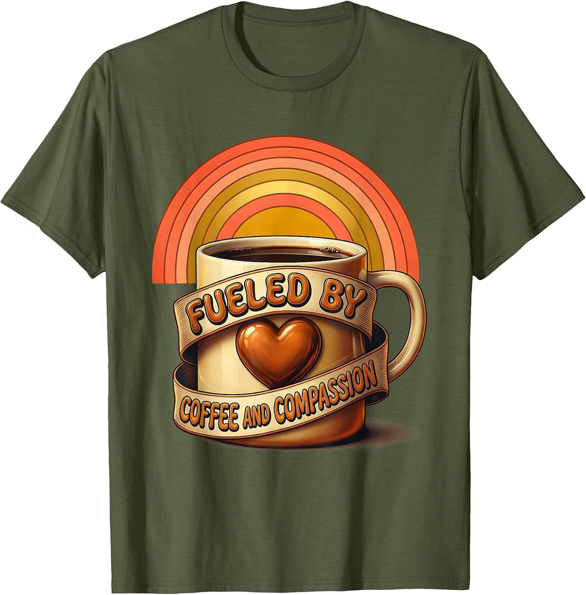 Fueled by Coffee and Compassion Special Education T-Shirt - Olive Green