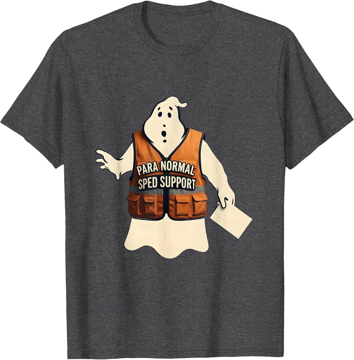 Men's Para Normal SPED Support Funny Ghost Paraprofessional T-Shirt - Dark Heather Grey