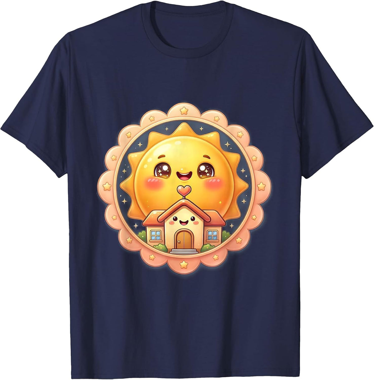 Special Education Teacher Sunrise Schoolhouse Design T-Shirt - Navy Blue