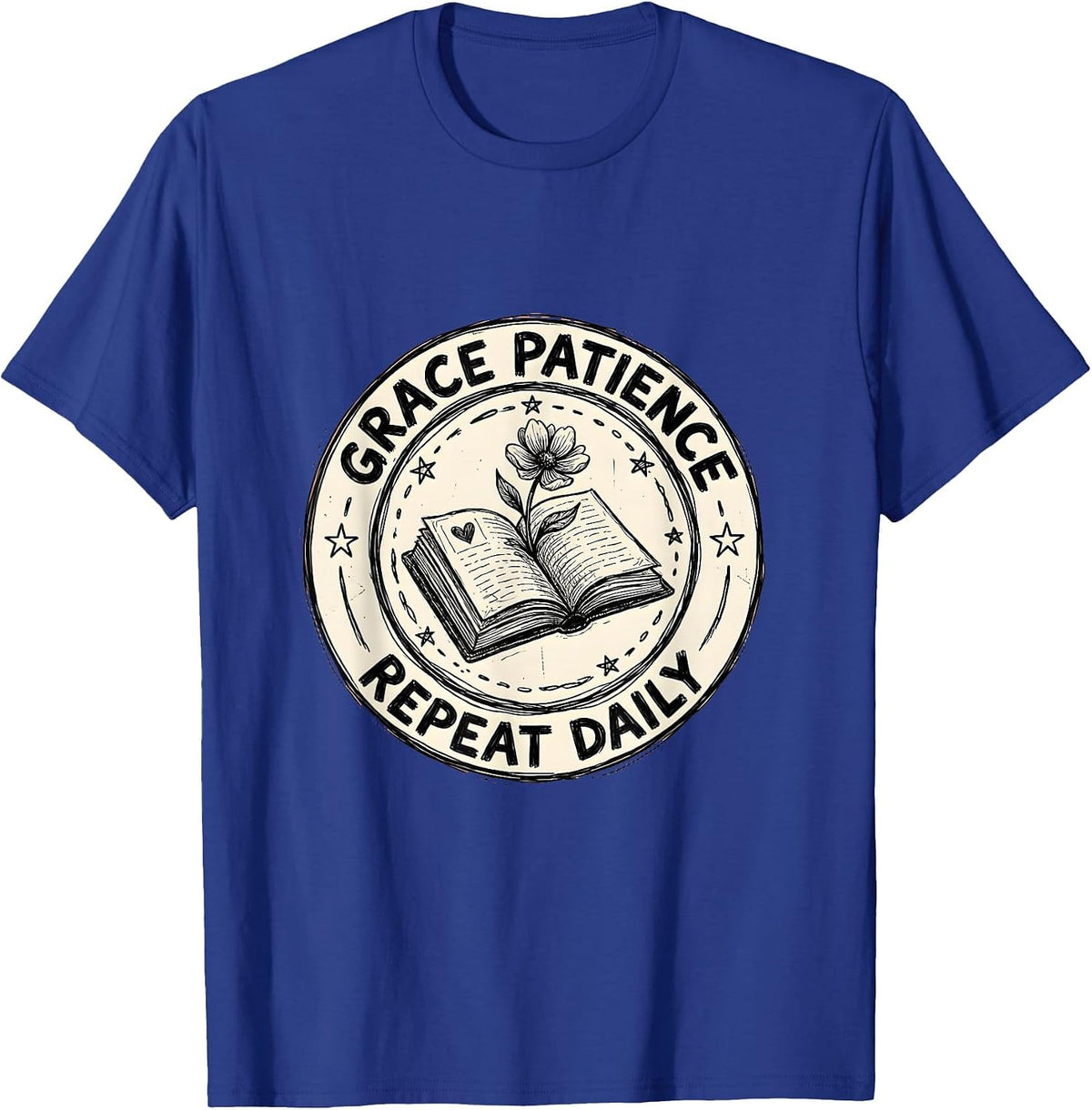 Grace Patience Repeat Daily Special Education Teacher T-Shirt - Royal Blue