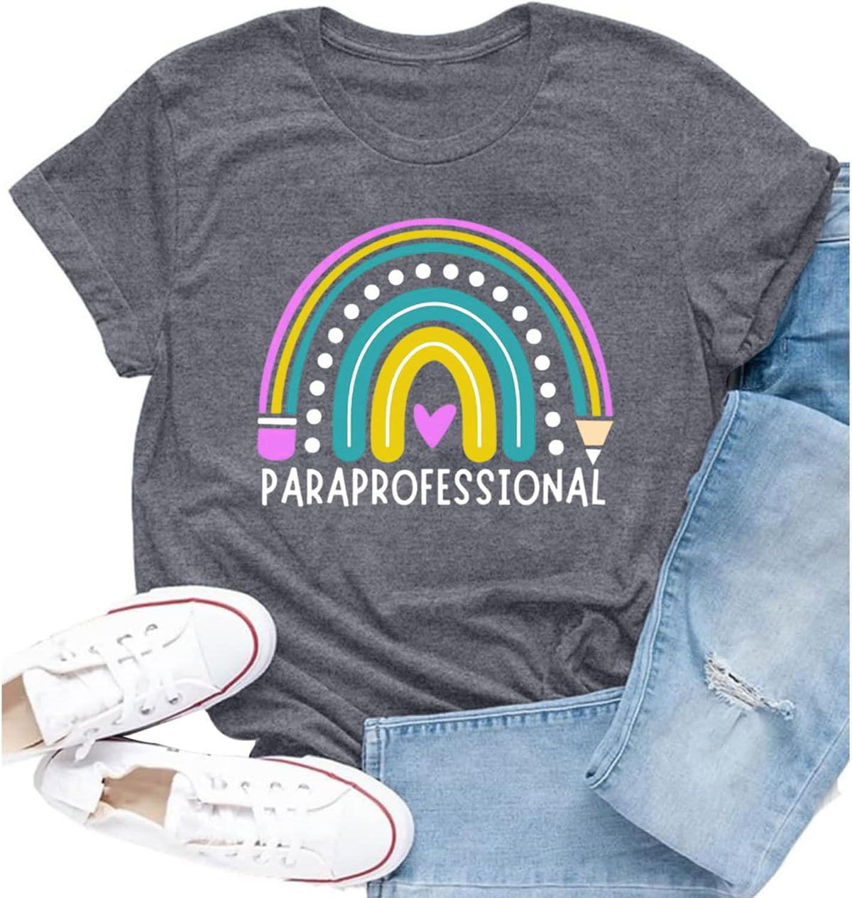 Womens Paraprofessional Shirts para Teacher SPED Paraeducator Tee - Grey