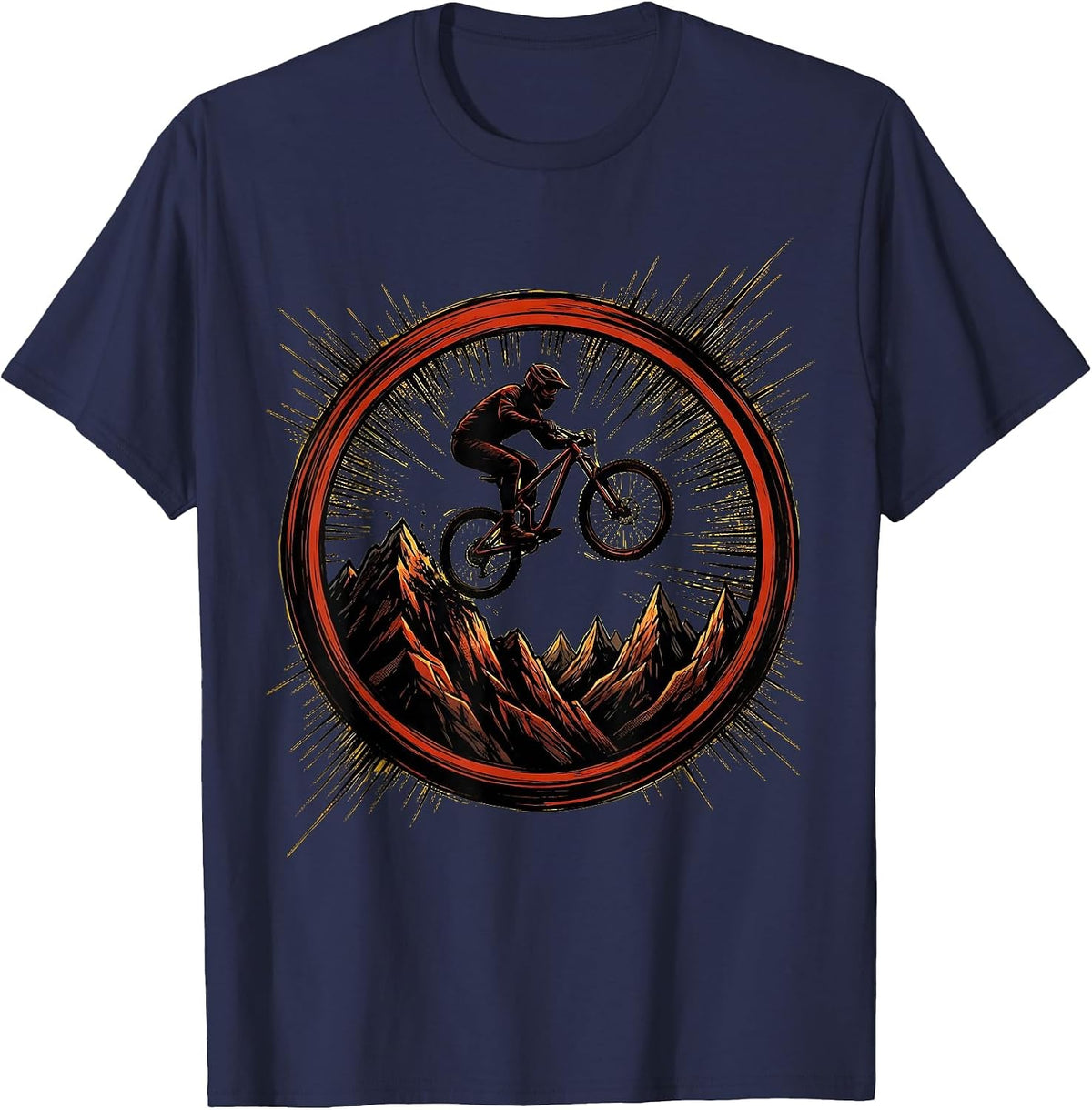Men's Cyclist Silhouette Mountain Summit Graphic T-Shirt - Navy Blue