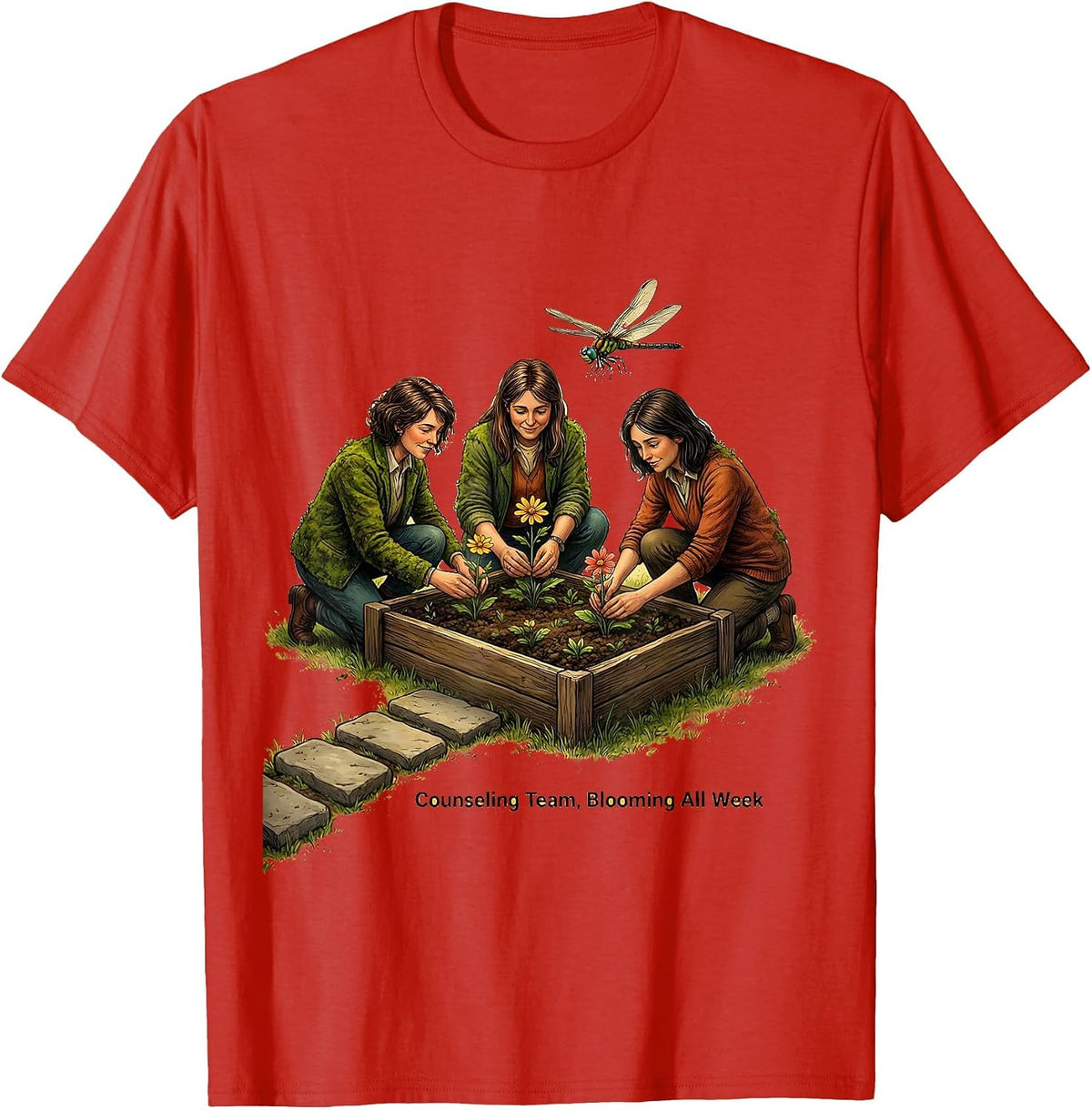 Men's Counseling Team Blooming All Week School Counselor T-Shirt - Red