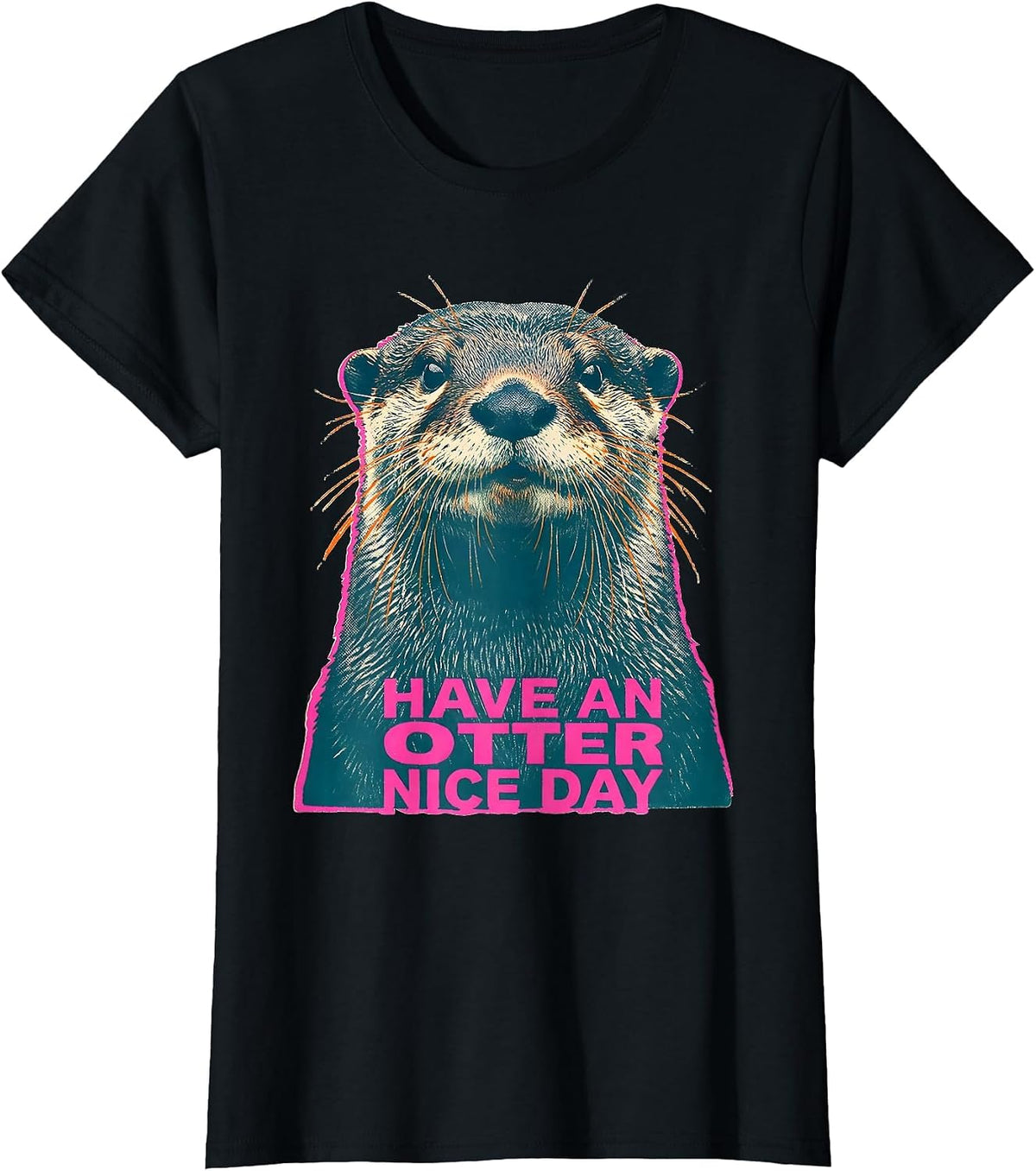 Have An Otter Nice Day Risograph Cute Otter Lover Humor T-Shirt - Black