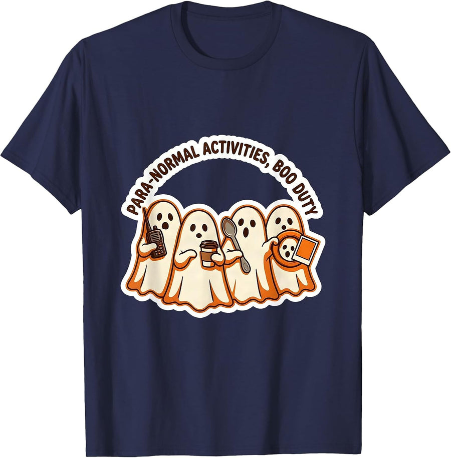 Para-Normal Activities Boo Duty Cute Ghost SpEd T-Shirt - Navy Blue