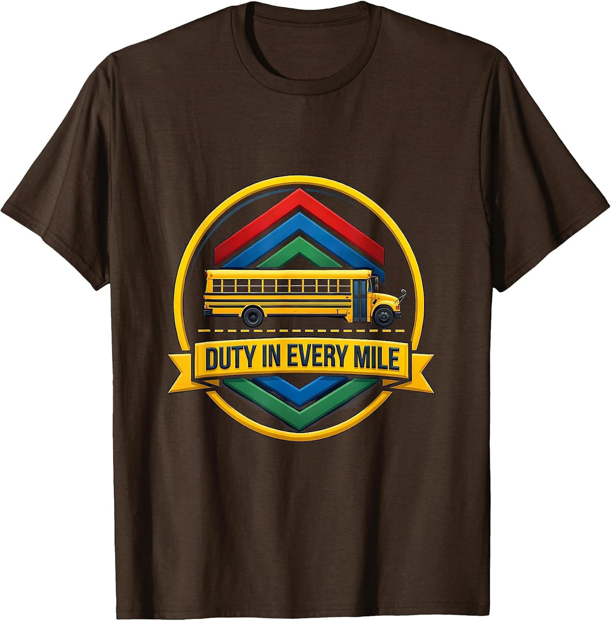 Duty In Every Mile School Bus Driver Appreciation Retro T-Shirt - Brown