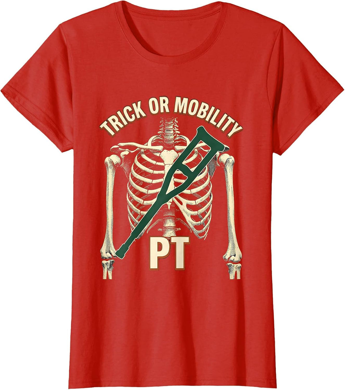 Trick Or Mobility PT Vintage Physical Therapy Halloween T-Shirt - Red