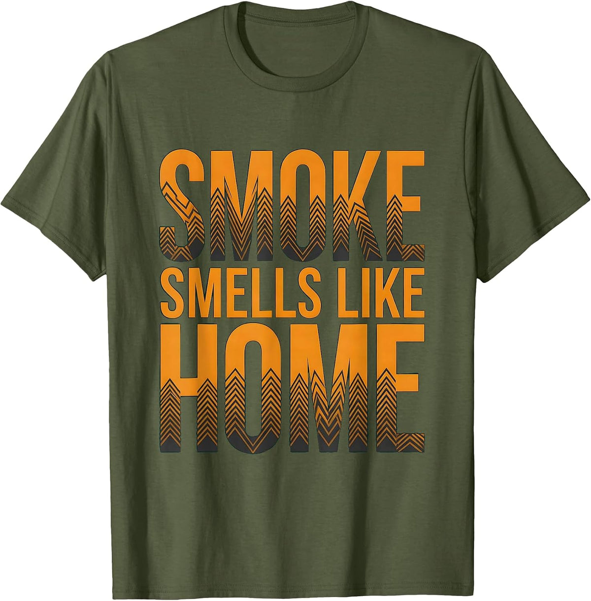 Smoke Smells Like Home Camping Design T-Shirt - Olive Green