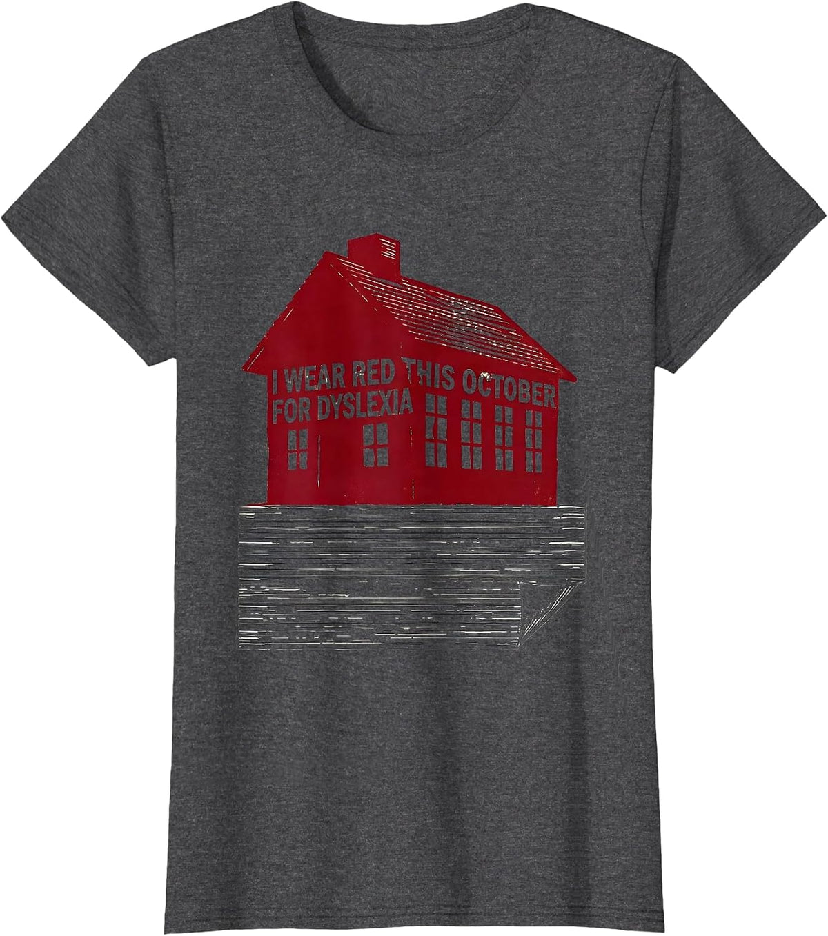 Women's I Wear Red This October for Dyslexia Teacher Dyslexia T-Shirt - Dark Heather Grey