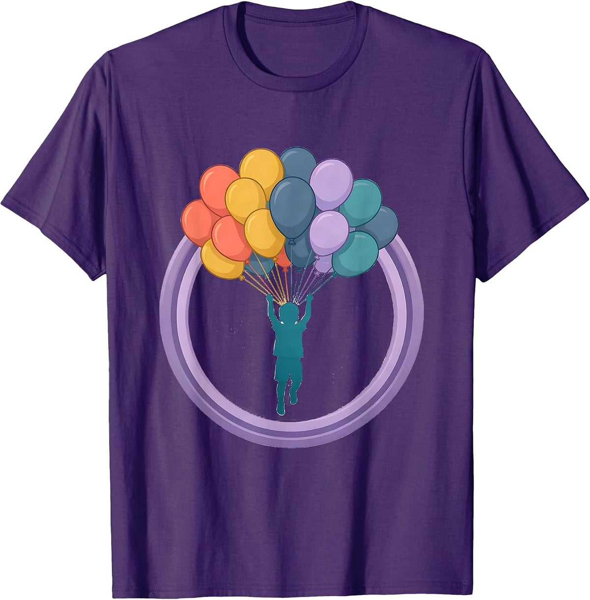 Men's Autism Awareness Child Balloon Float Illustration T-Shirt - Purple