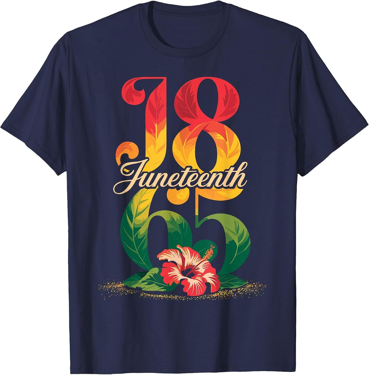 Juneteenth Black Women Flower Graphic Juneteenth 1865 Women T-Shirt - Navy Blue