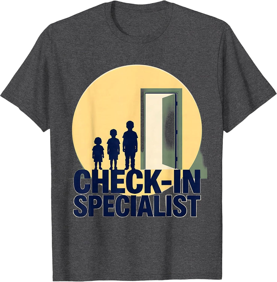 Men's Check-In Specialist Funny School Counselor Mental Health T-Shirt - Dark Heather Grey