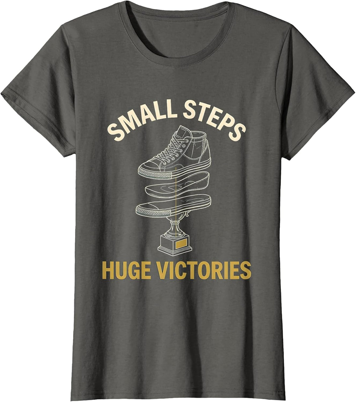 Women's Small Steps Huge Victories Sped Teacher Design T-Shirt - Asphalt Grey