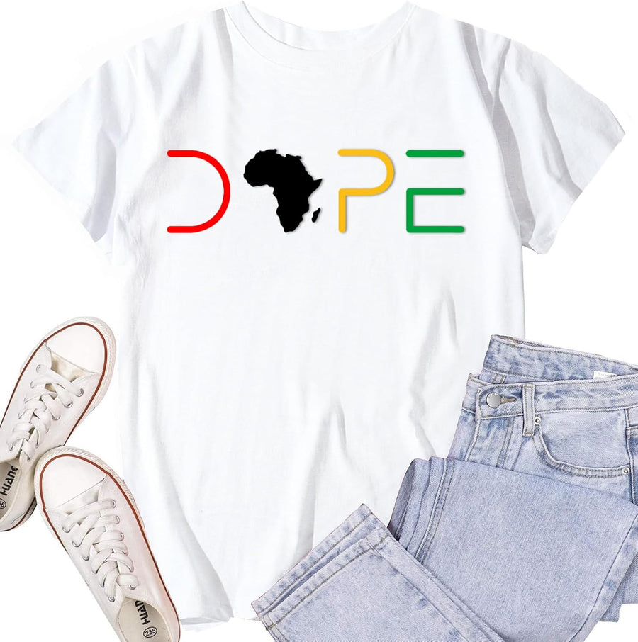 Womens Black Pride Shirts Black History Month T-Shirt Juneteenth Tee African American Melanin Short Sleeve - A-white