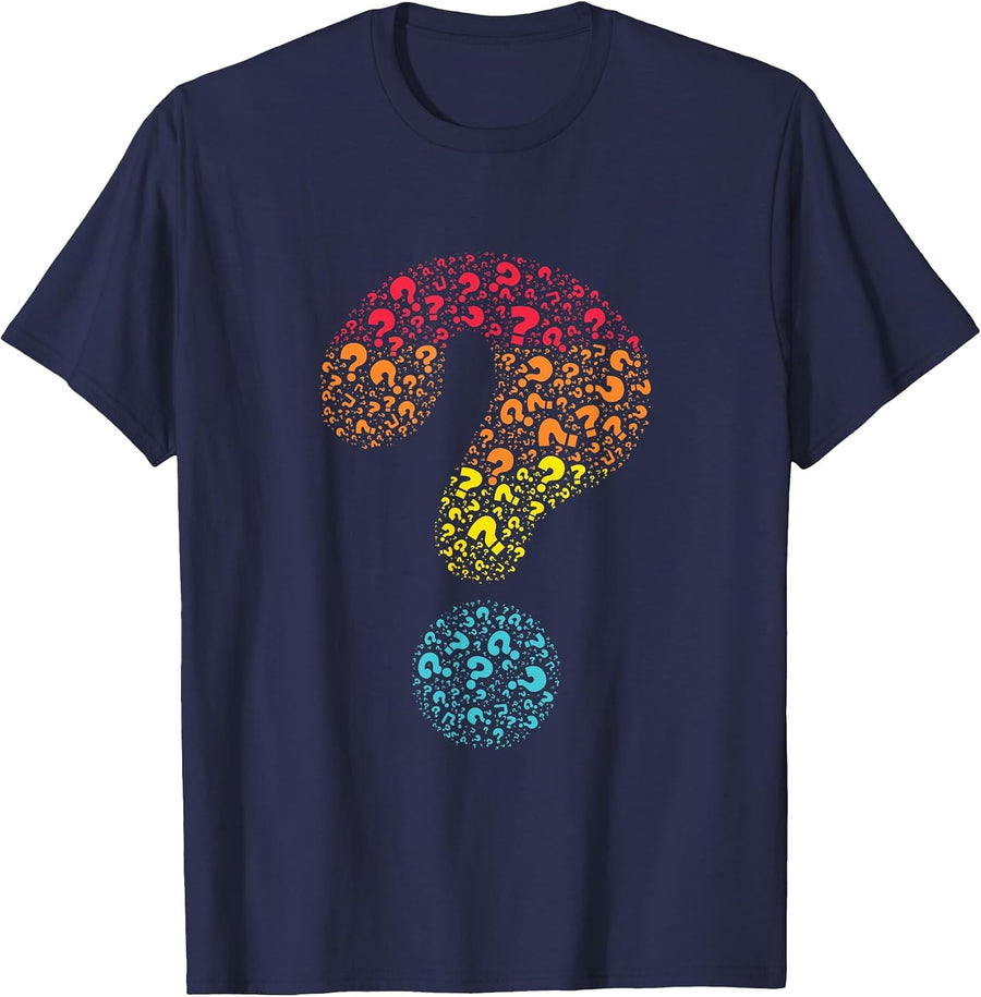Question Mark Grammar Punctuation Funny T-Shirt - Navy Blue