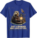 Just A Grandkid Who Loves Otters Vintage Otter Lover Humor T-Shirt - Royal Blue