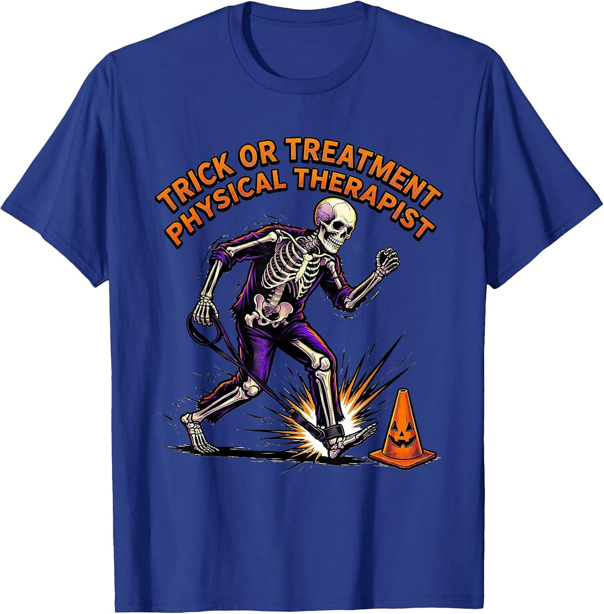 Trick Or Treatment Physical Therapist Halloween Comic Book T-Shirt - Royal Blue