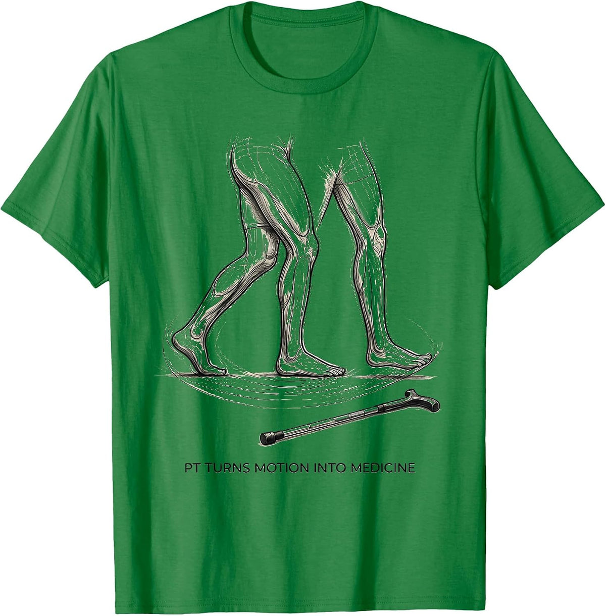Men's PT Turns Motion Into Medicine Physical Therapy PT Humor T-Shirt - Kelly Green