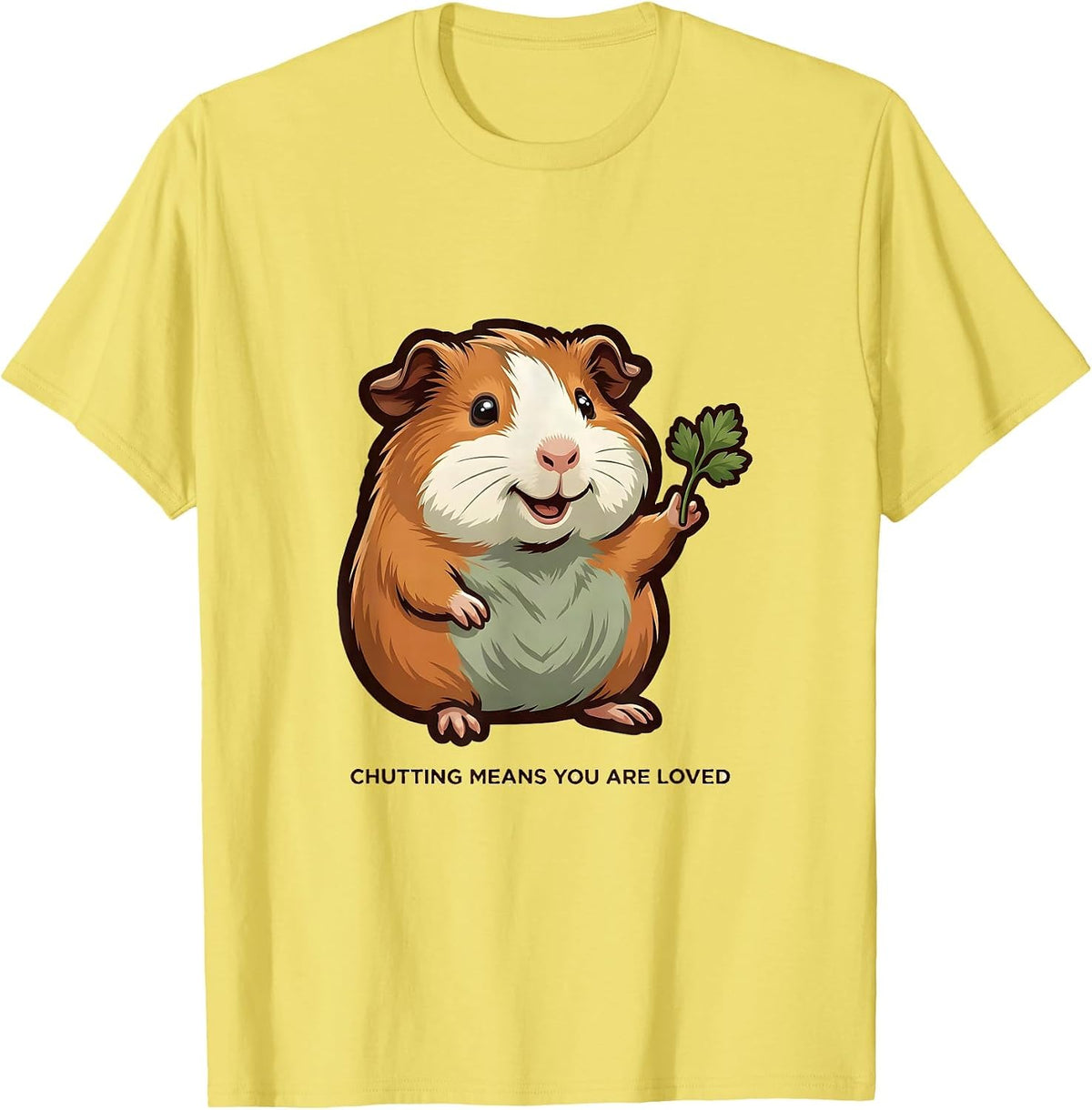 Men's Chutting Means You Are Loved Funny Guinea Pig Lover Cavy T-Shirt - Lemon Yellow