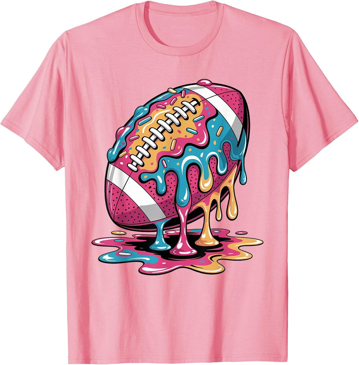 Ice Cream Drip Football Stuff QB RB Lineman WR Drip for Boys T-Shirt - Pink