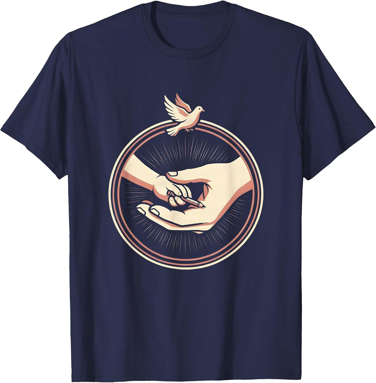 Men's Special Education Teacher Guiding Hand Graphic T-Shirt - Navy Blue