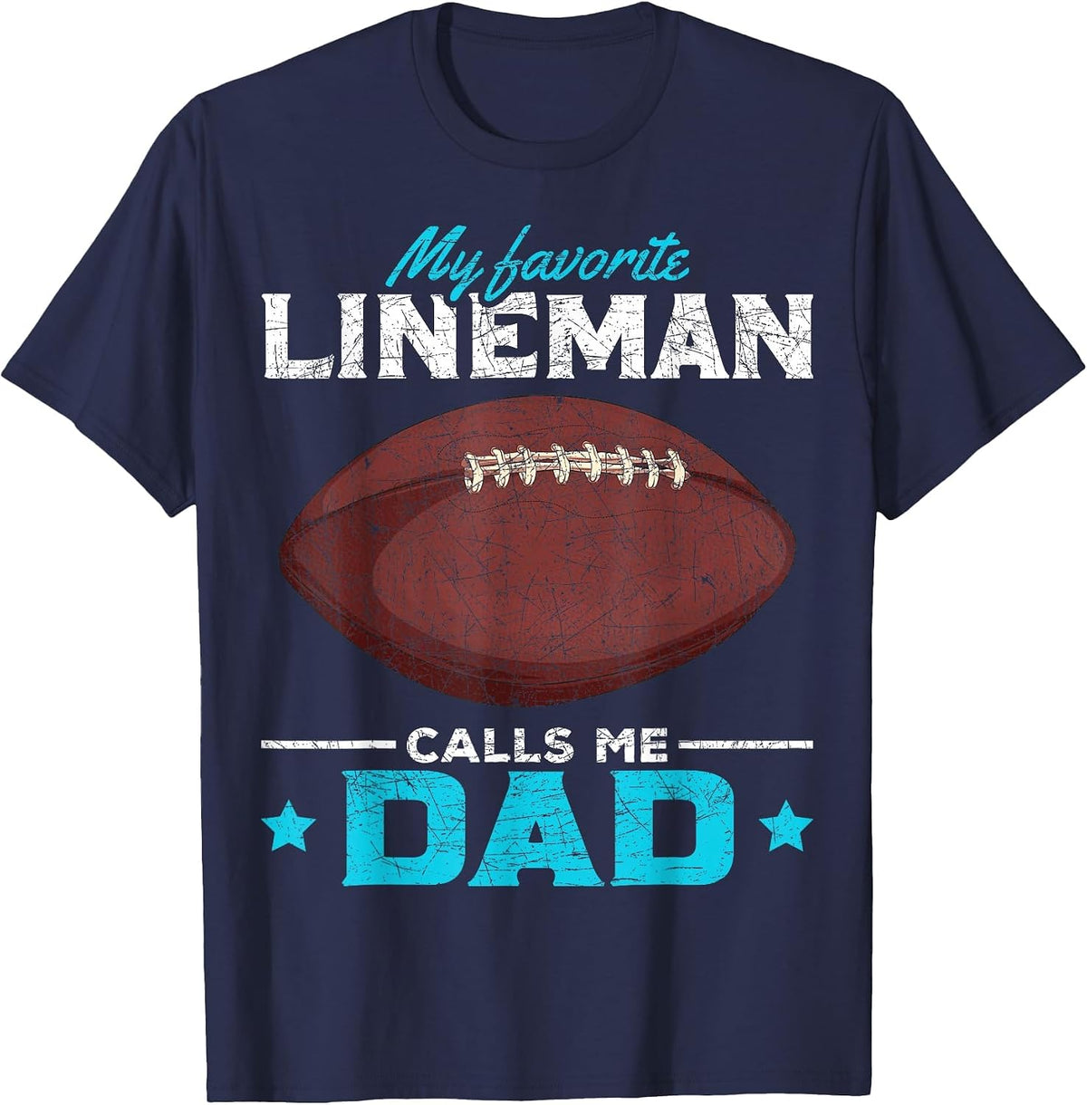 Fathers Day American Football Player Dad Sports Lineman T-Shirt - Navy Blue