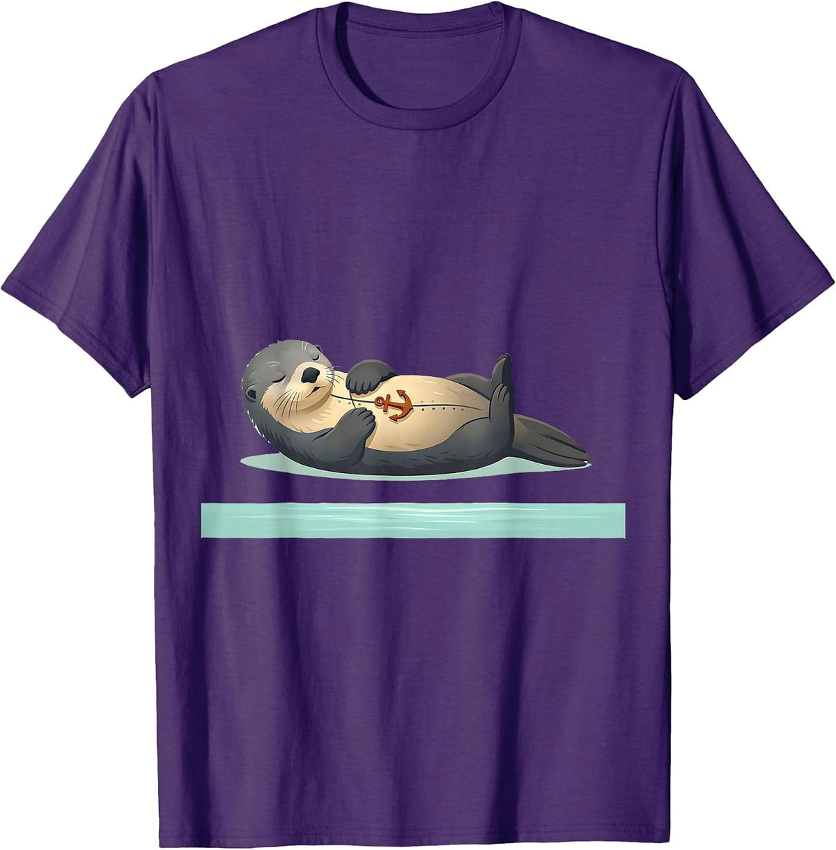 Sea Otter Anchor Pajama Humor Sleepwear T-Shirt - Purple