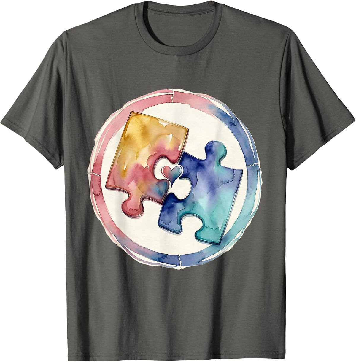 Men's Autism Mom Puzzle Pieces Connected Love Design T-Shirt - Asphalt Grey