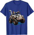 Cow Print Vintage Pickup Truck Graphic Tee T-Shirt - Royal Blue
