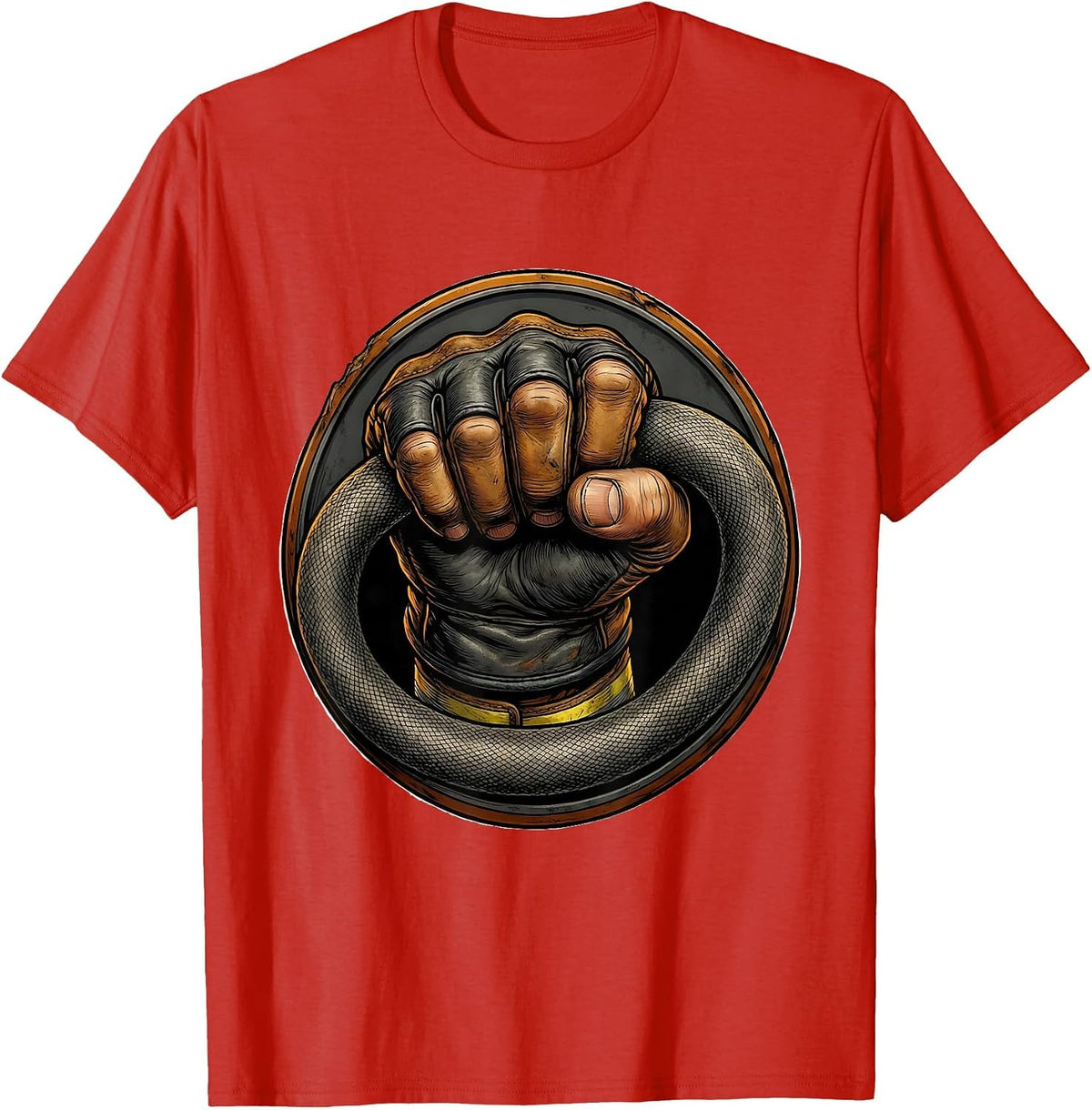 Men's Firefighter Grip Gloved Fist Hose Graphic T-Shirt - Red
