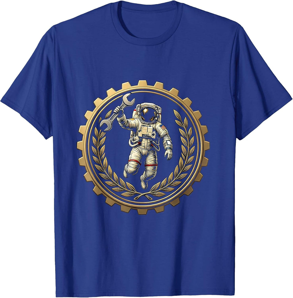 Labor Day Astronaut Wrench Space Illustration T-Shirt - Royal Blue