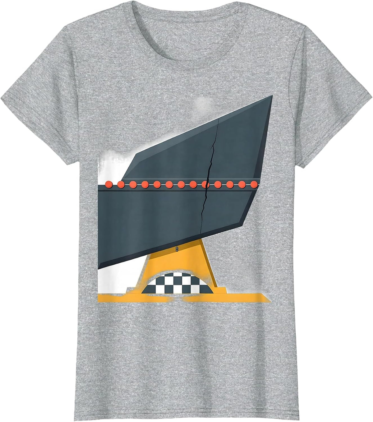 Women's Sprint-Car Wing Flat Vector Racing Enthusiast Humor T-Shirt - Heather Grey