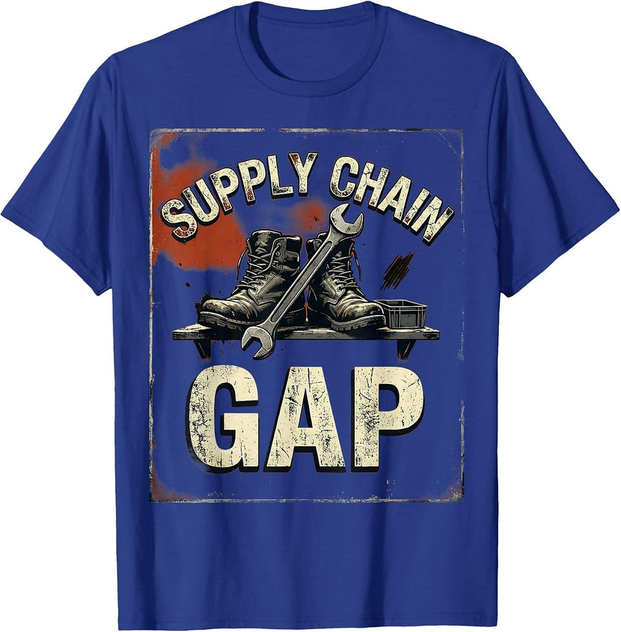 Supply Chain Gap Distressed Auto Mechanic Men Dad Humor T-Shirt - Royal Blue