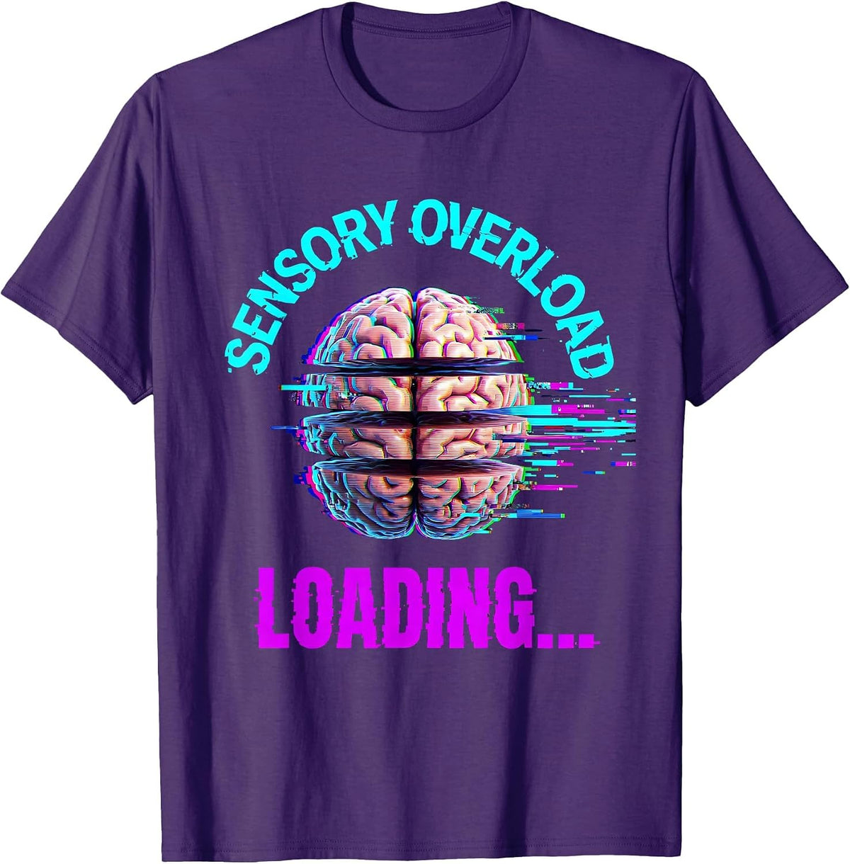 Sensory Overload Loading Autism Awareness Design T-Shirt - Purple