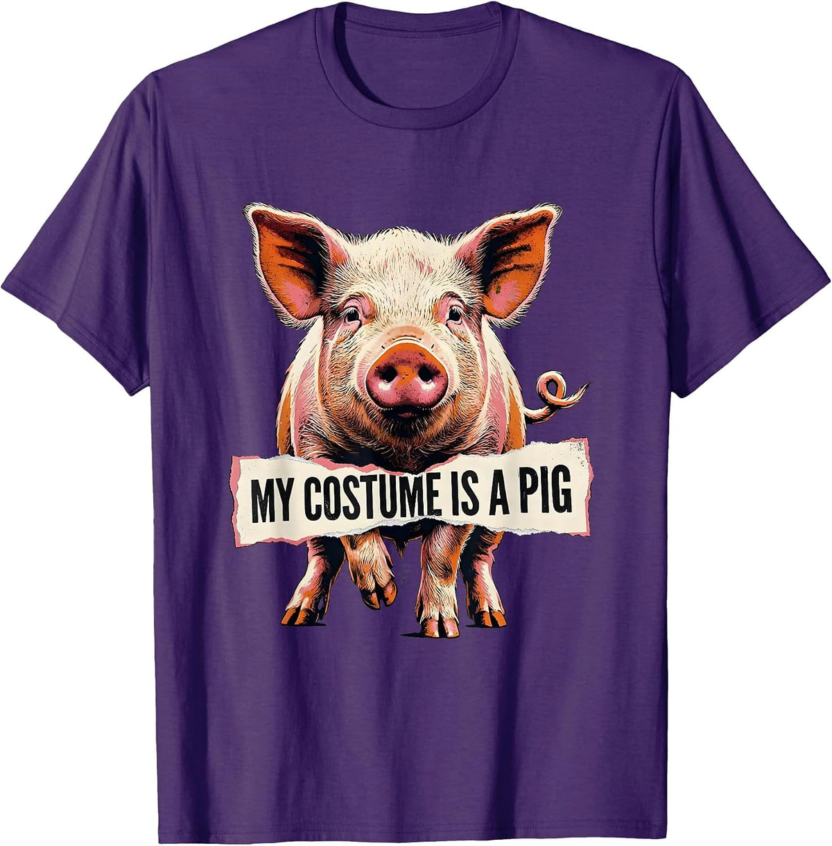 My Costume Is A Pig Funny Pig Lover Halloween Costume Humor T-Shirt - Purple