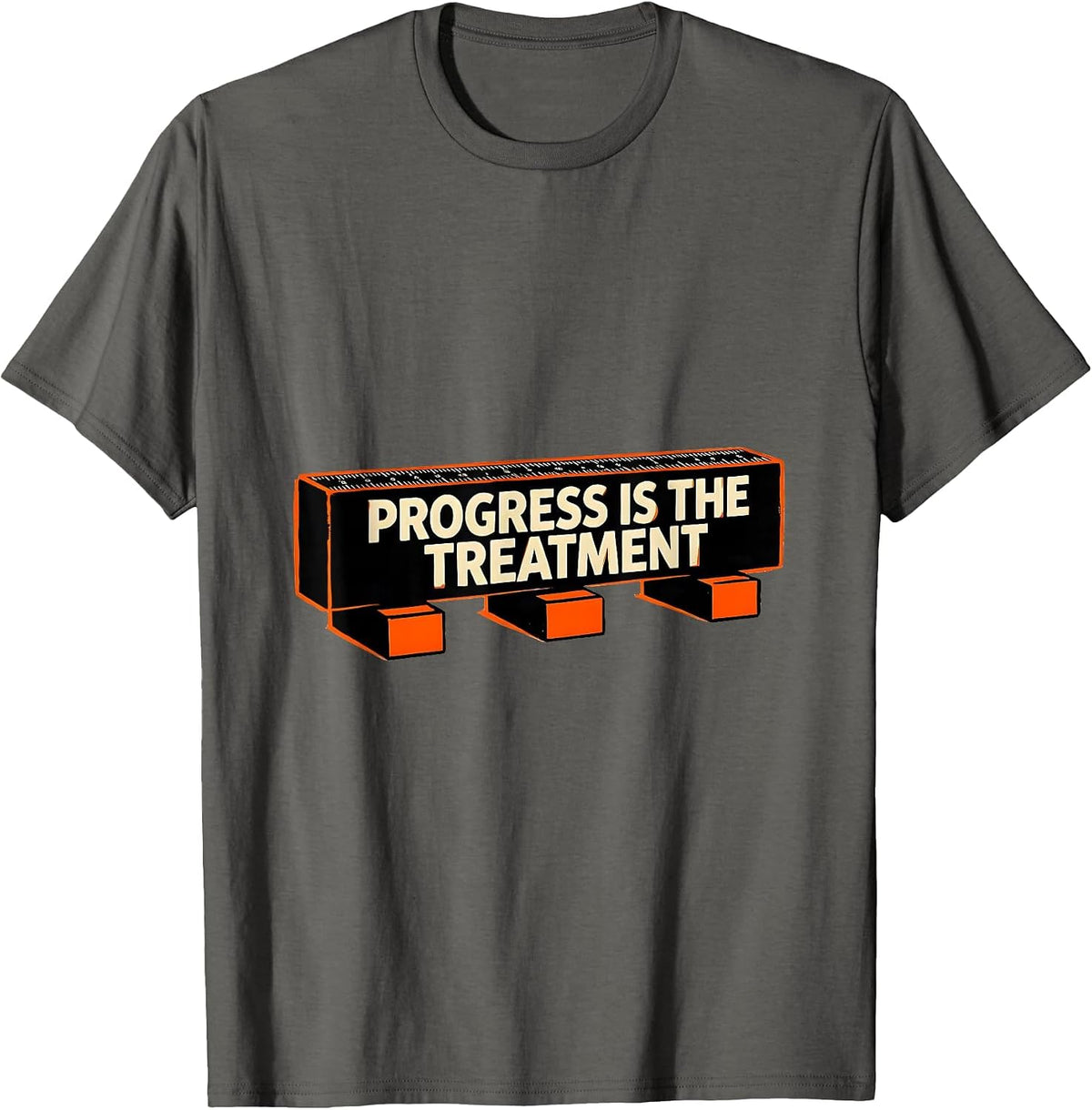 Progress Is The Treatment Retro Physical Therapy PT Humor T-Shirt - Asphalt Grey