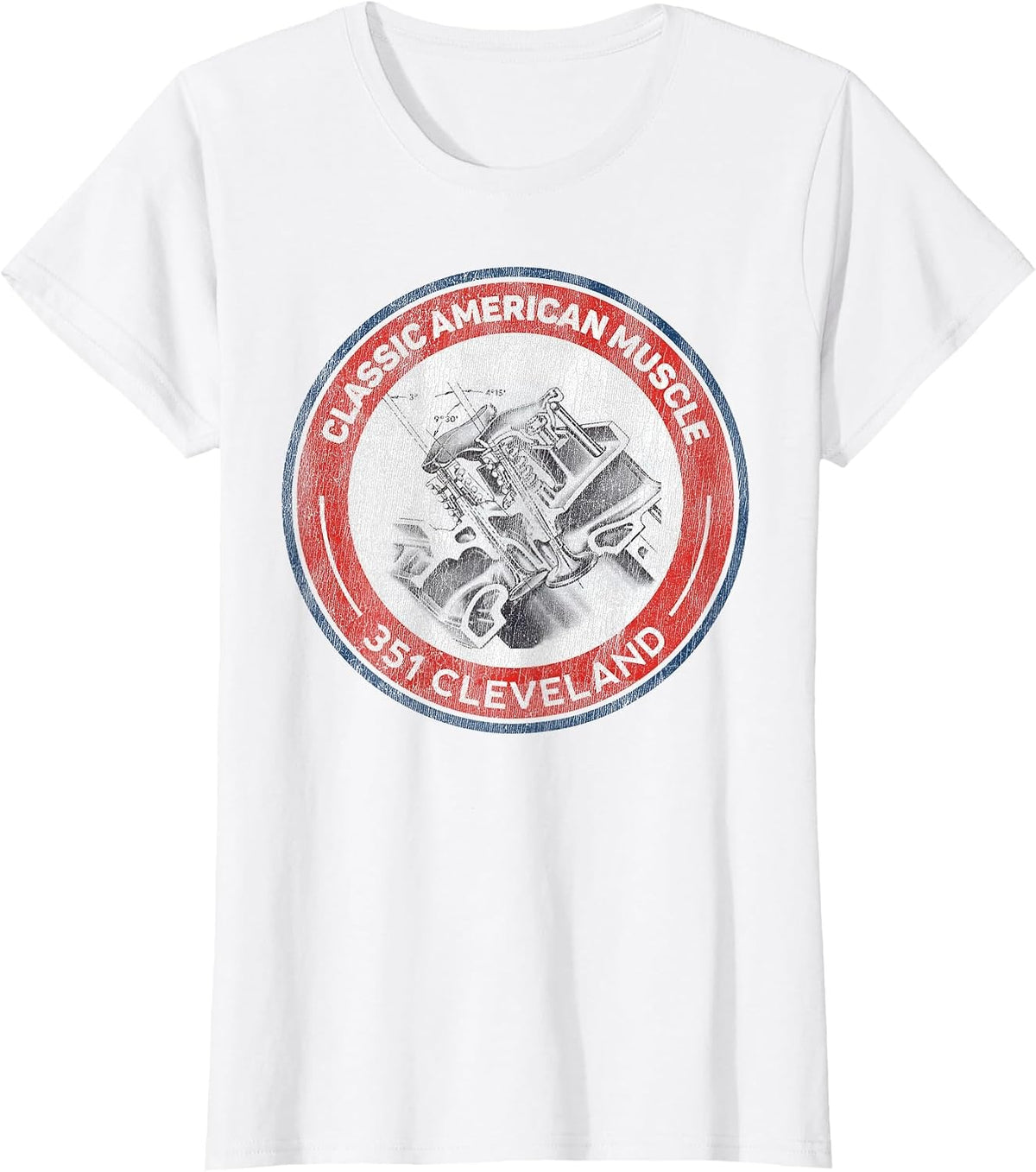 351 Cleveland Canted Valve Musclecar Retro Logo Tshirt T-Shirt - White