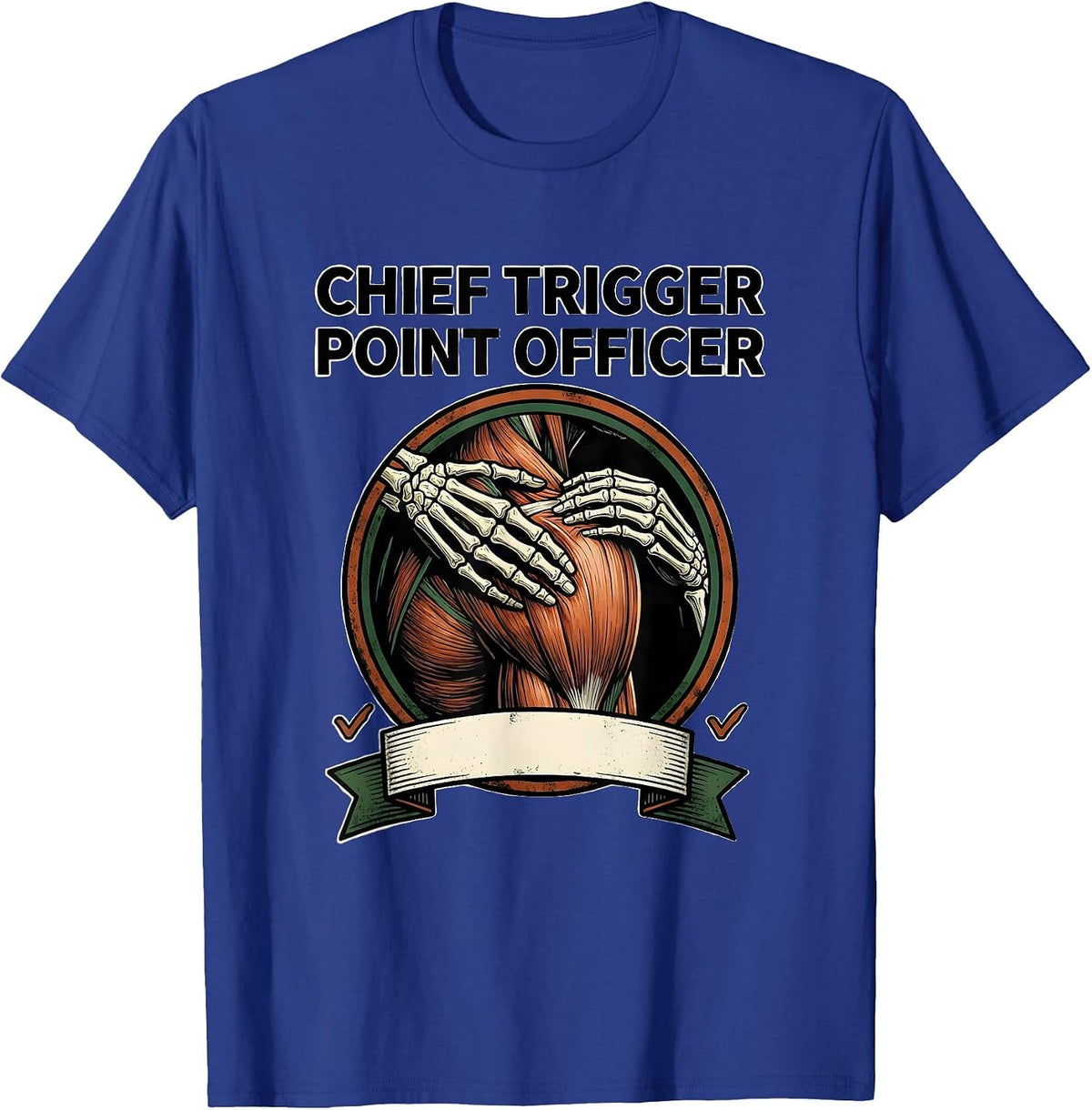 Men's Chief Trigger Point Officer Vintage Massage Therapist T-Shirt - Royal Blue