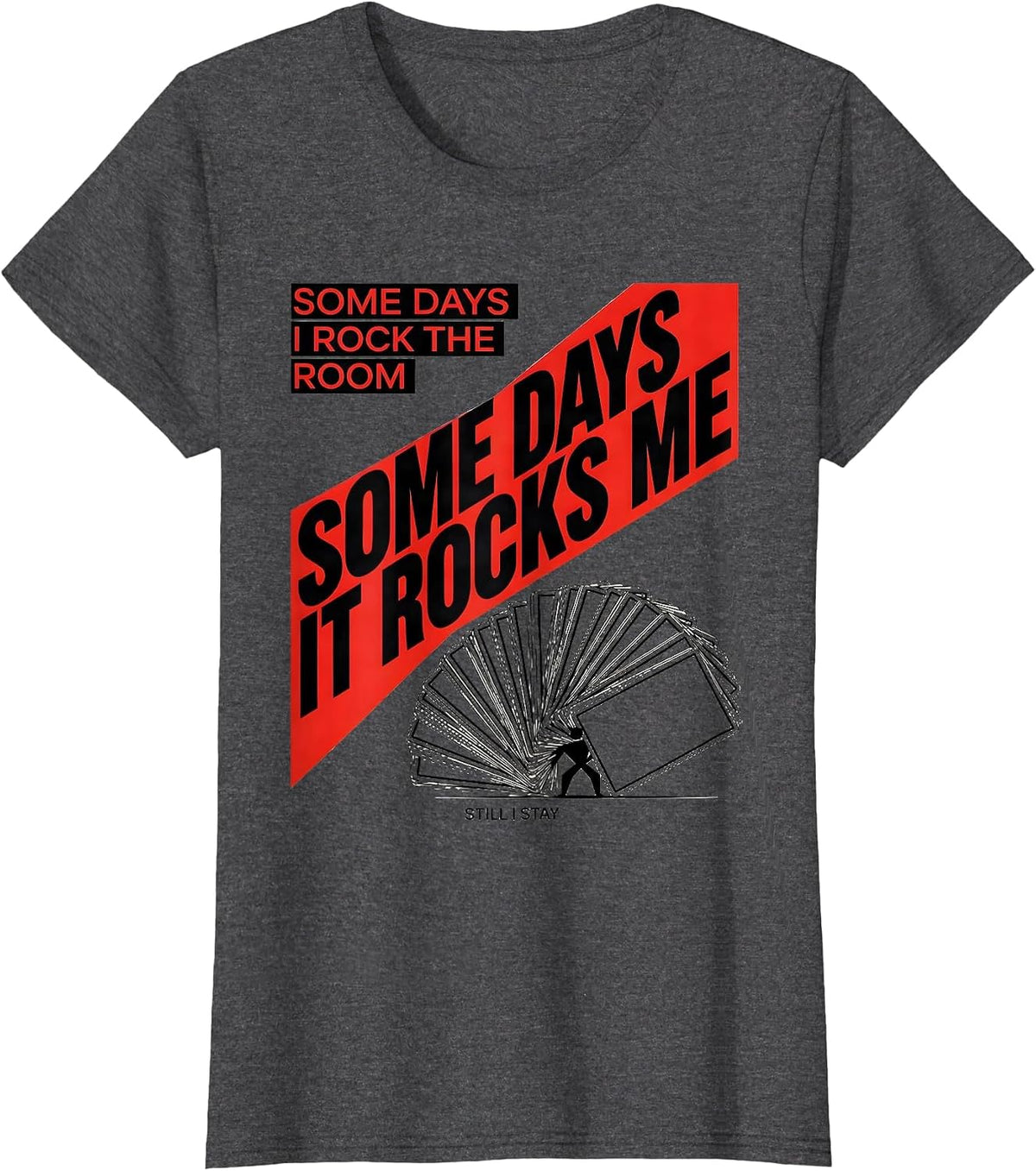 Women's Some Days I Rock The Room Rock On Sped Squad T-Shirt - Dark Heather Grey