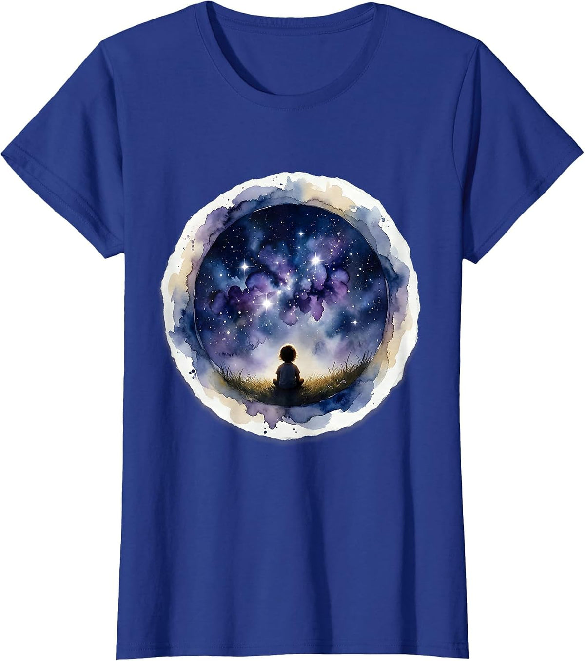 Women's Autism Awareness Starry Night Sky Dreamer Design T-Shirt - Royal Blue