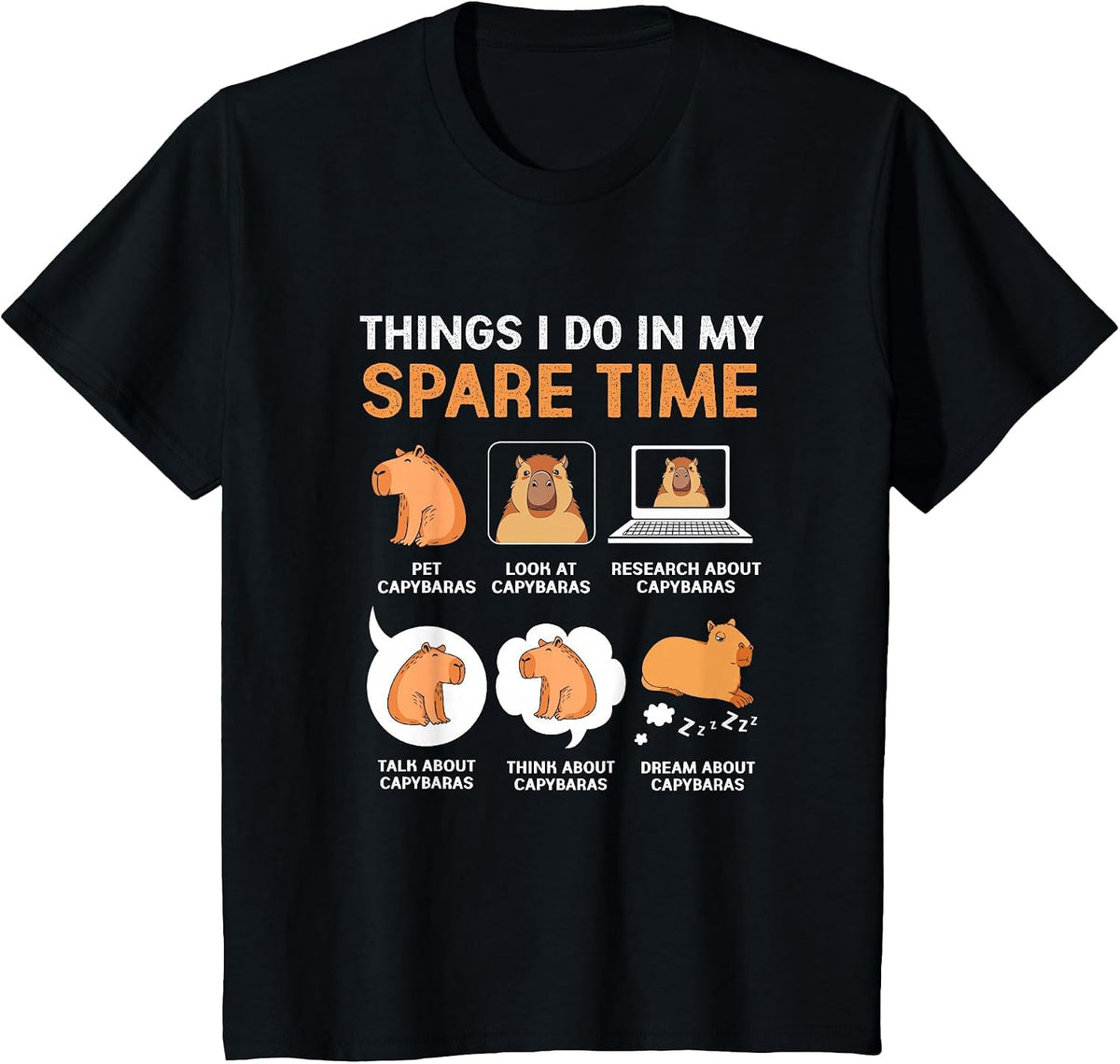 Capybara Lover Things I Do in My Spare Time T-Shirt - Black