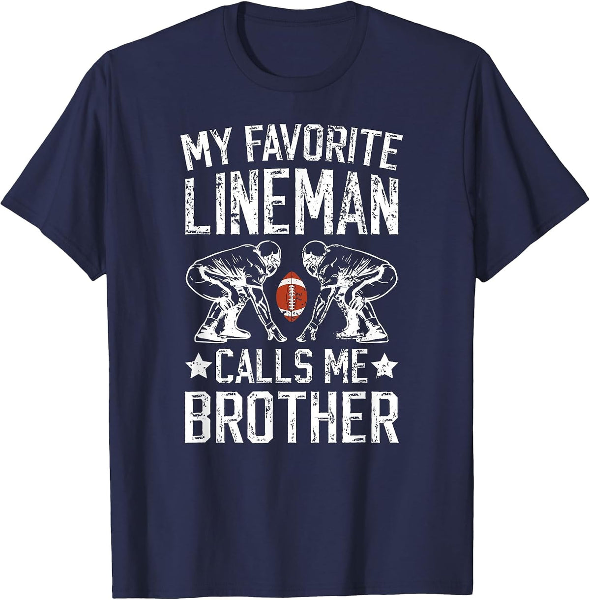 Proud Football Lineman Brother of A Football Lineman Bro T-Shirt - Navy Blue