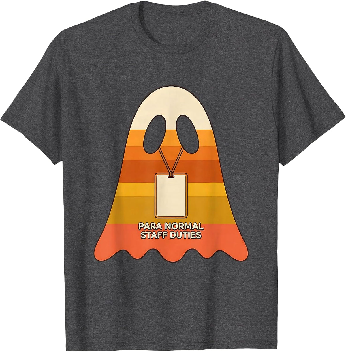 Men's Para Normal Staff Duties Retro 70s Paraeducator Halloween T-Shirt - Dark Heather Grey
