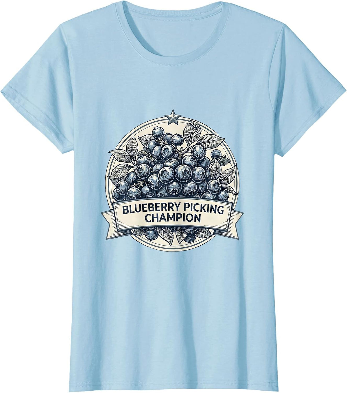 Blueberry Picking Champion Red White and Blueberry T-Shirt - Baby Blue