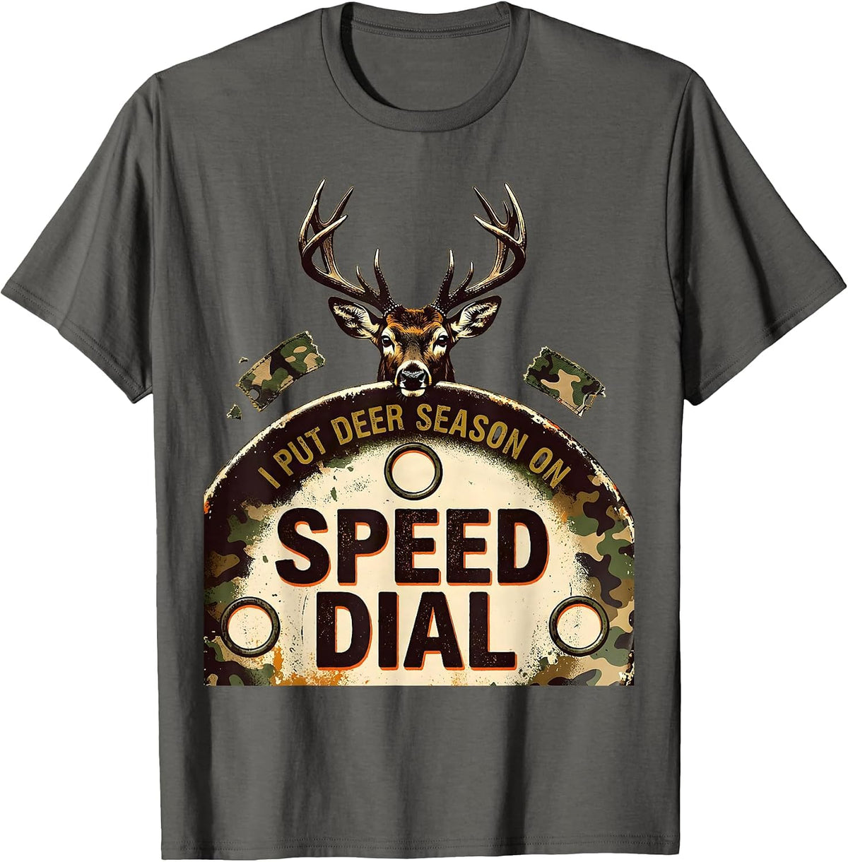 I Put Deer Season On Speed Dial Funny Hunting Dad Gift T-Shirt - Asphalt Grey