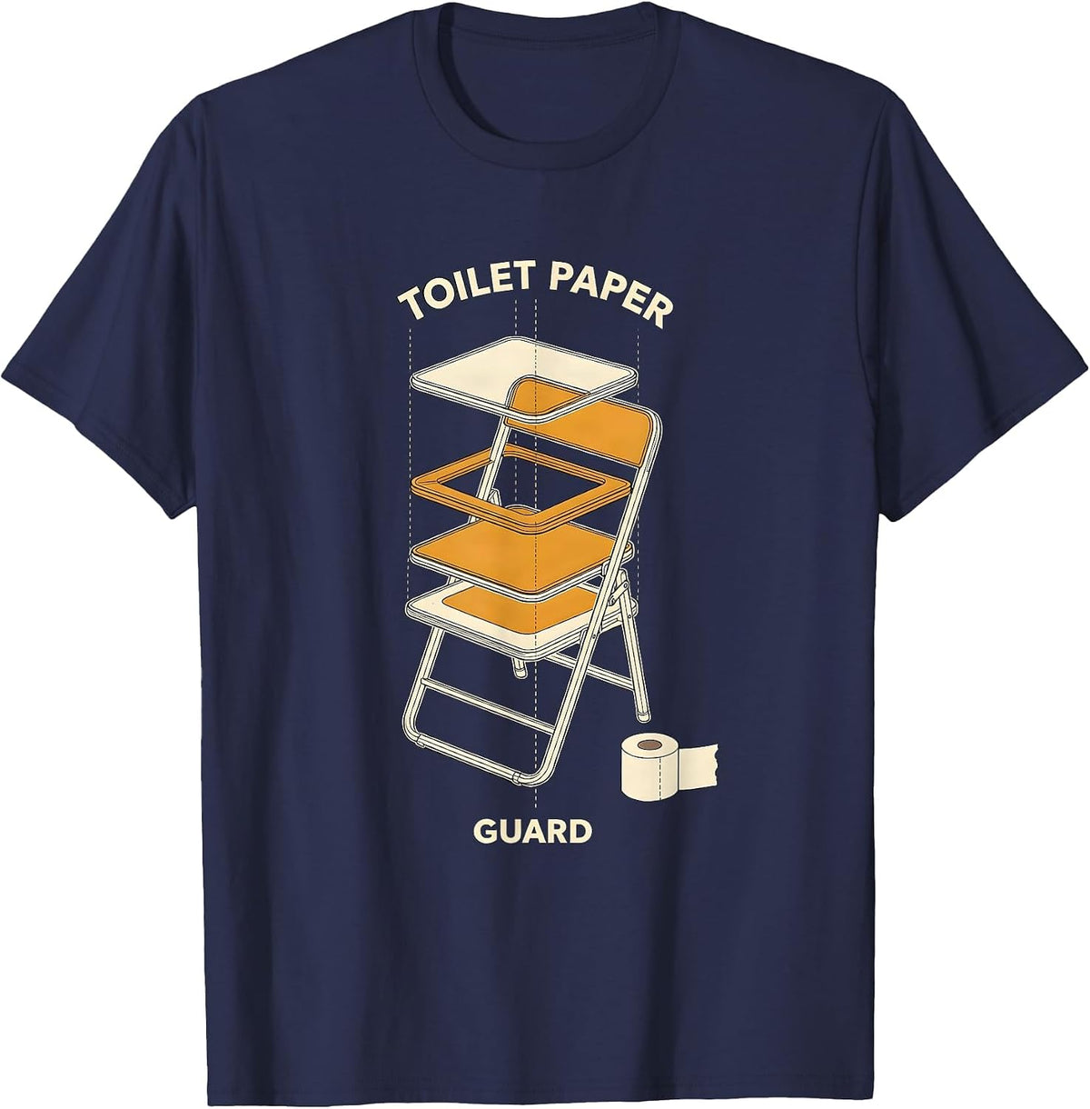 Men's TOILET PAPER GUARD Funny Security Guard Costume Halloween T-Shirt - Navy Blue